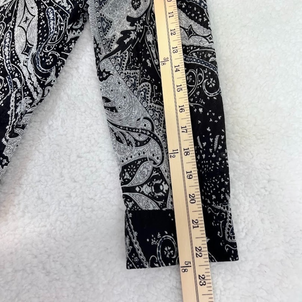 Talbots Petite Paisley Shirt Black White Sheer‎ Cotton Button Up LP - Picture 6 of 9